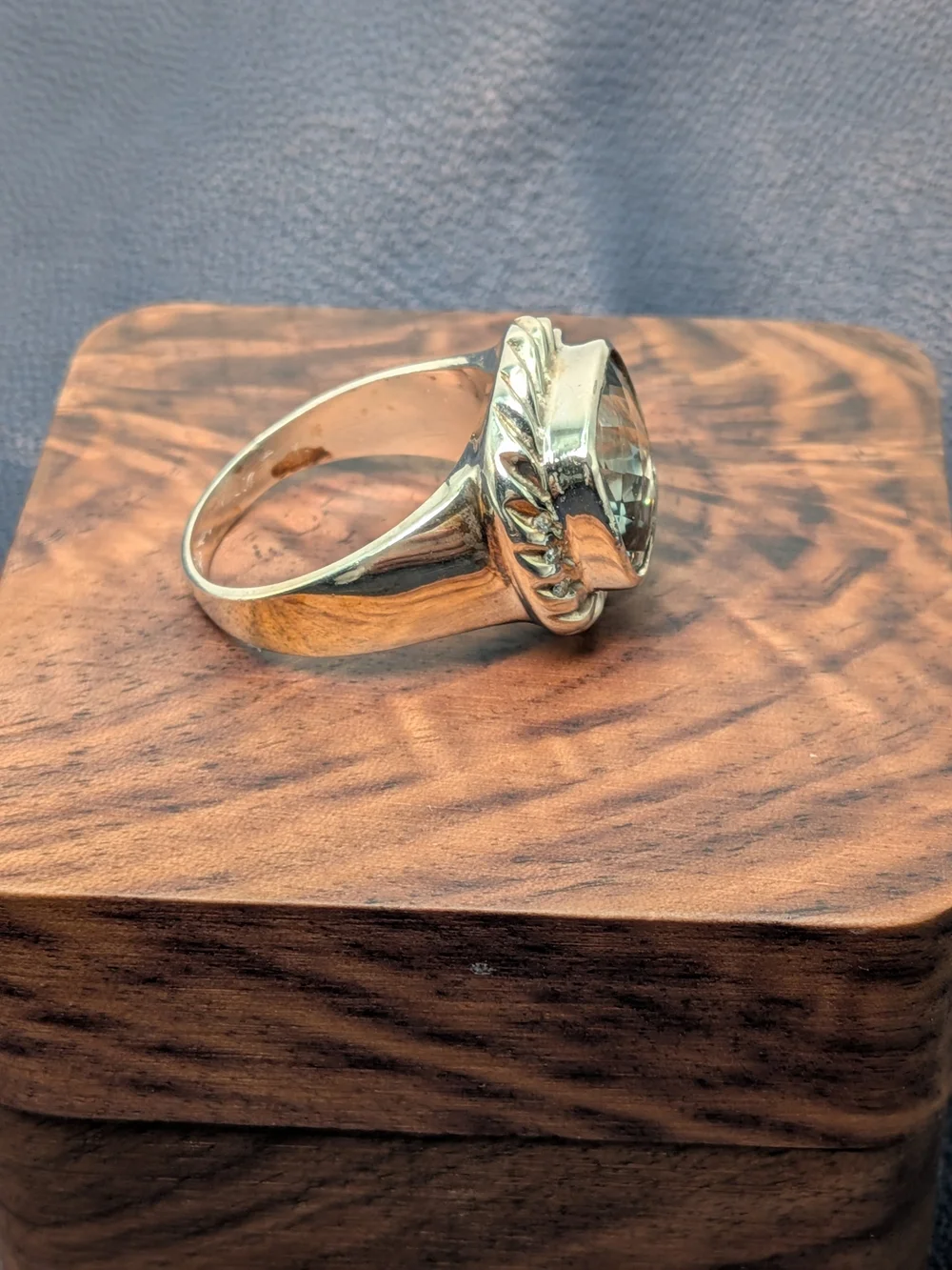 Vintage 925 Sterling Silver Green Amethyst Cable Twist Ring Size 7.5 11g